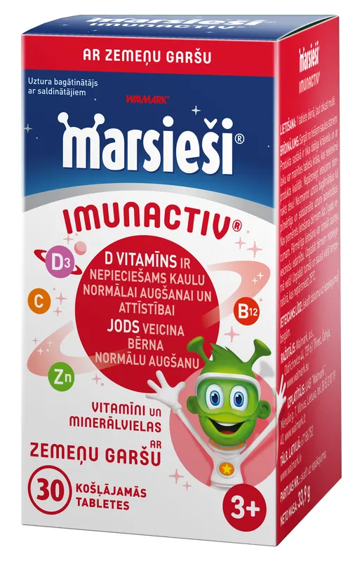 Produktas MARSIEČIAI Imunactive braškių skonio  kramtomosios tabletės, 30 vnt. Paveikslėlis