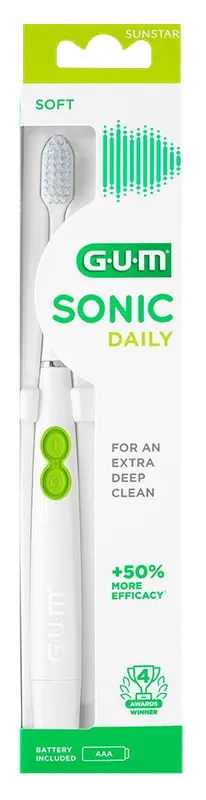 Produktas GUM Sonic Daily Power Soft baltas elektrinis dantų šepetėlis, 1 vnt. Paveikslėlis