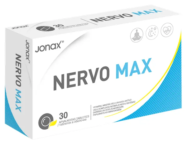 Produktas JONAX Nervo Max nervų sistemai ir kokybiškam miegui tabletės, 30 vnt. Paveikslėlis