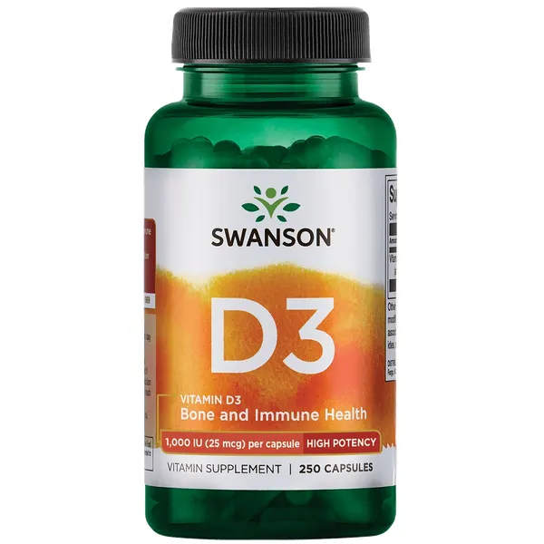 Produktas SWANSON Vitaminas D3 1000TV kapsulės, 250 vnt. Paveikslėlis