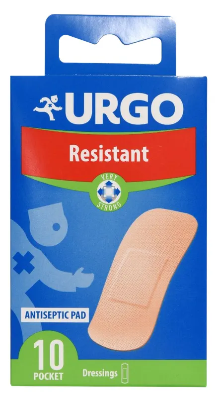 Produktas URGO  Resistant 1.9 x 7.2 cm tvarstis, 10 vnt. Paveikslėlis