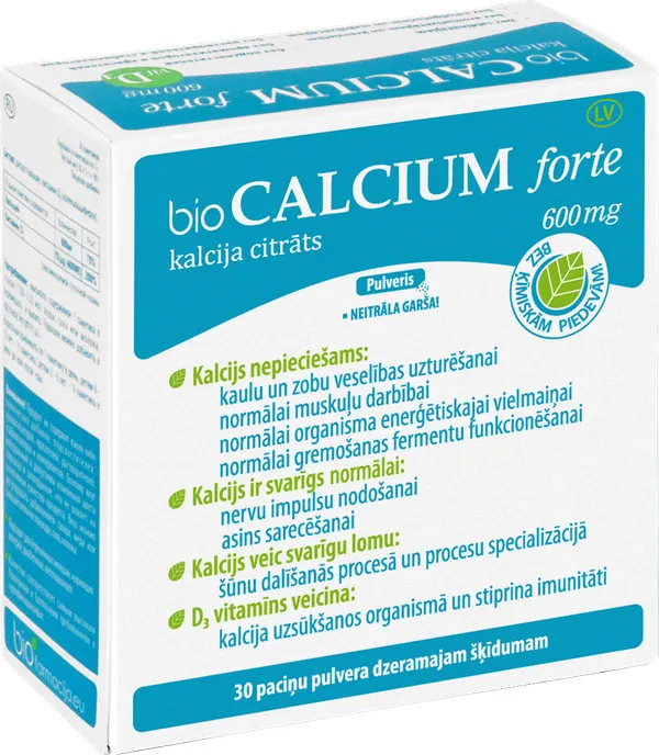 Produktas BIOFARMACIJA Biocalcium forte 600 mg milteliai, 30 vnt. Paveikslėlis